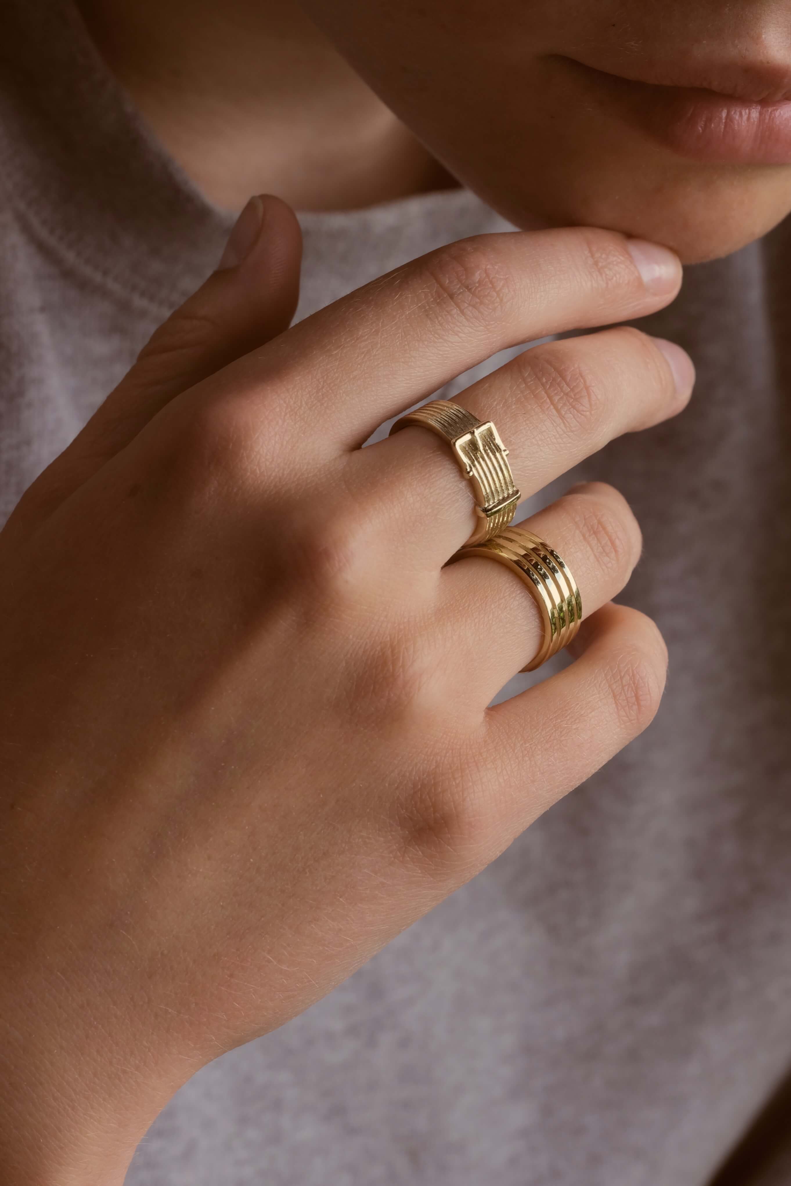 PARALLEL LINES GOLD RING – Ferian