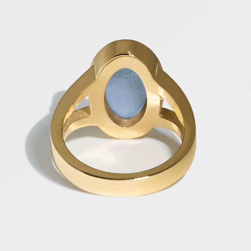 BLUE DIANA THE HUNTRESS VINTAGE CERAMIC CAMEO GOLD SPLIT RING – Ferian