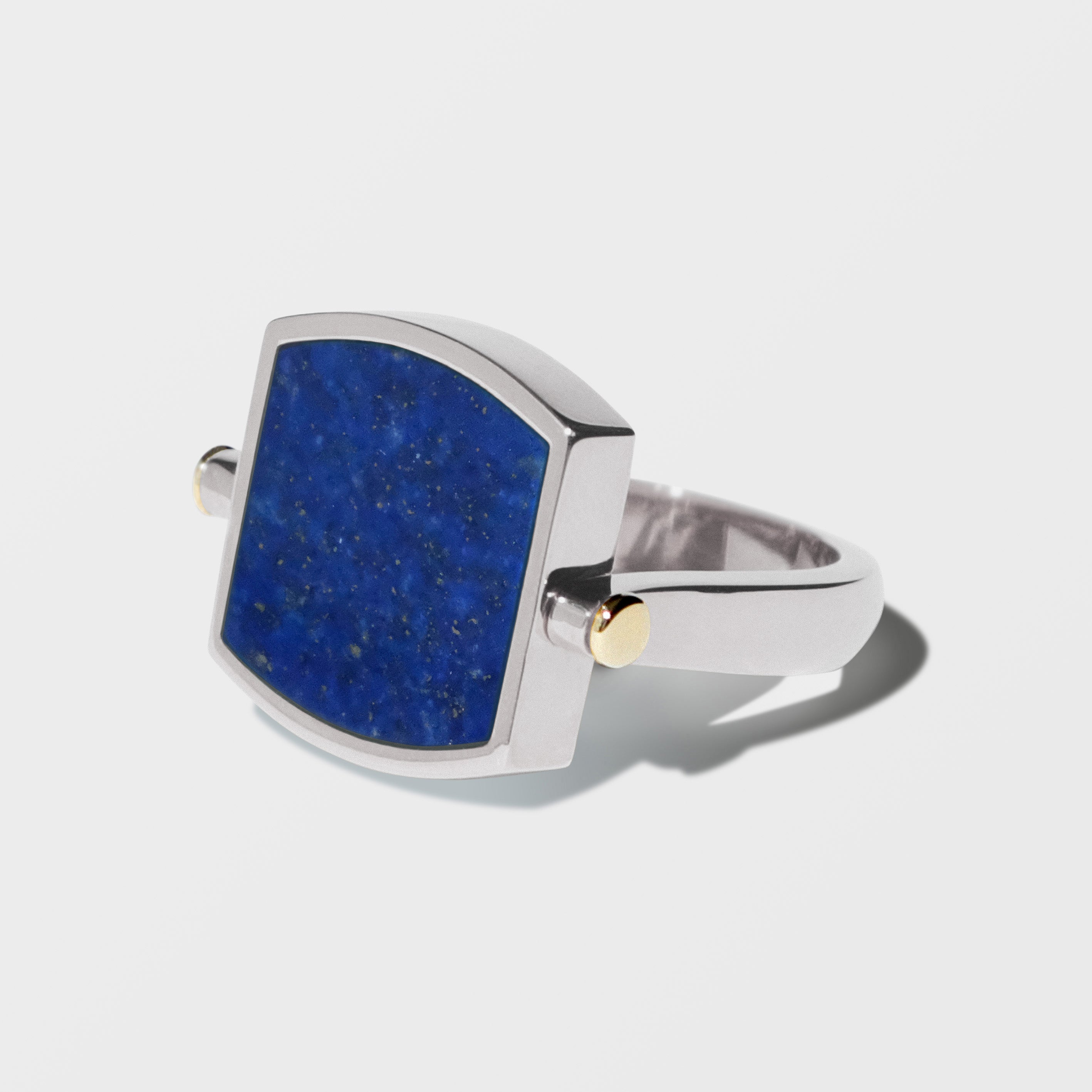 SILVER/GOLD LOZENGE LAPIS LAZULI SWIVEL RING – Ferian