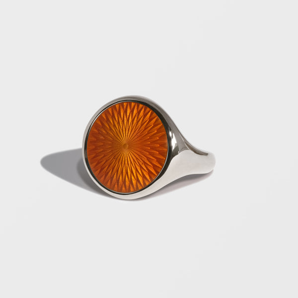EMBER SILVER  ENAMEL GOLD SIGNET RING