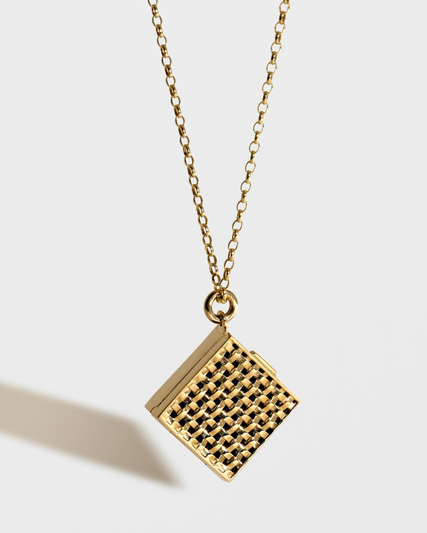 GOLD LAPIS LATTICE LOCKET