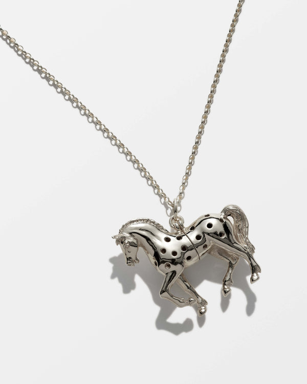 SILVER  HORSE  PERFUME  LOCKET