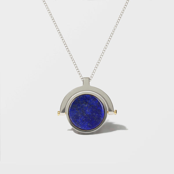 LAPIS LAZULI SWIVEL FOB STERLING SILVER NECKLACE
