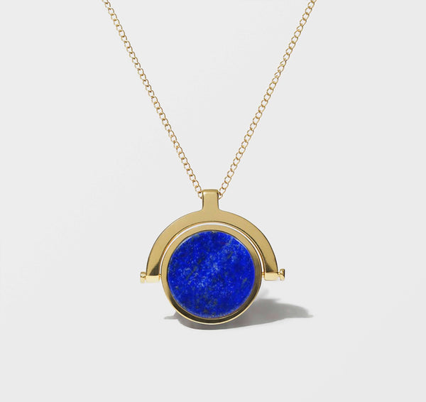 LAPIS LAZULI SWIVEL FOB GOLD PLATED NECKLACE