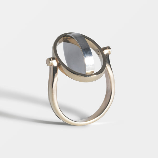 DOUBLE AXIS GOLD AND SILVER RING