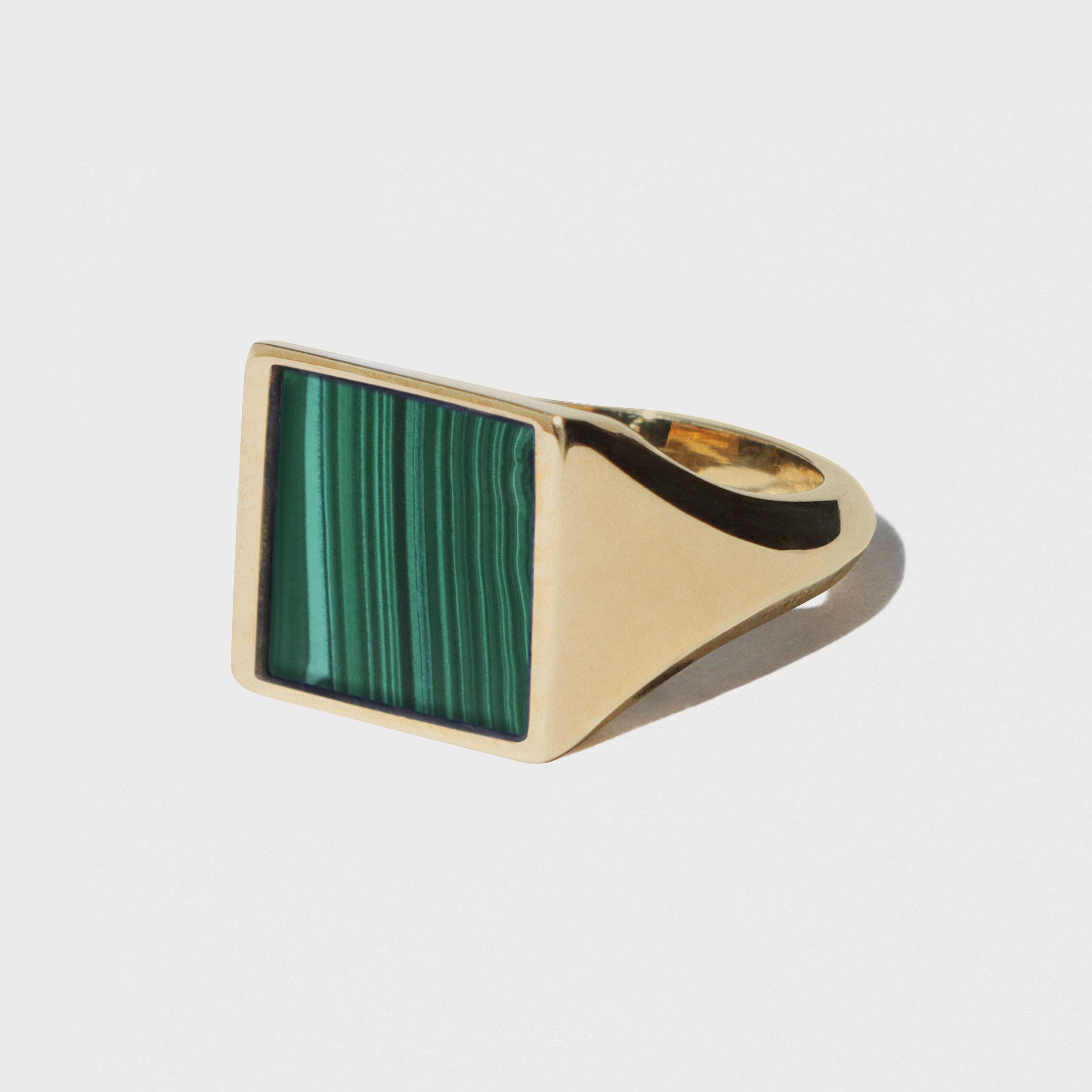 GOLD SQUARE MALACHITE GUARDIAN SIGNET RING – Ferian