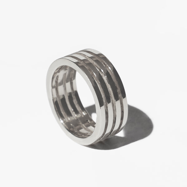 PARALLEL LINES SILVER RING